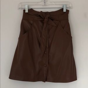 Nanushka Brown Faux Leather Skirt